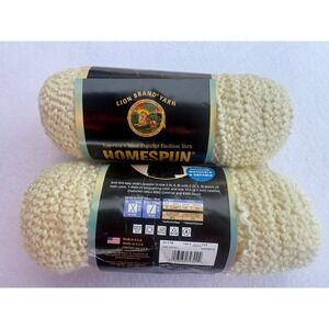 Lion Brand Homespun Yarn 309 Deco 6oz 185yd Bulky Lot of 2 Cream Off White NEW